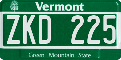 VT license plate ZKD225