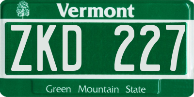 VT license plate ZKD227