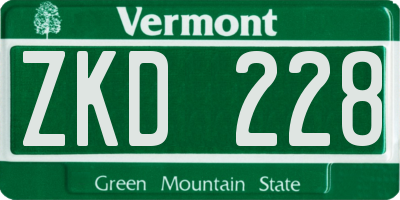 VT license plate ZKD228