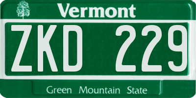 VT license plate ZKD229