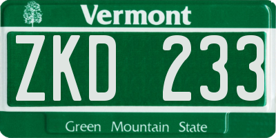 VT license plate ZKD233