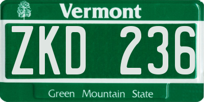 VT license plate ZKD236