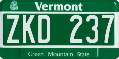 VT license plate ZKD237