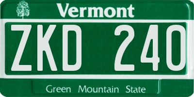 VT license plate ZKD240