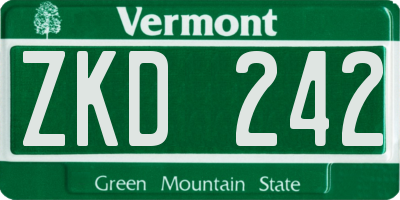 VT license plate ZKD242