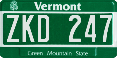 VT license plate ZKD247
