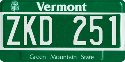 VT license plate ZKD251