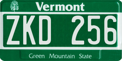 VT license plate ZKD256