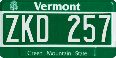 VT license plate ZKD257