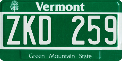 VT license plate ZKD259