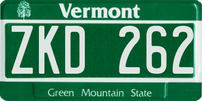 VT license plate ZKD262