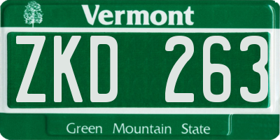 VT license plate ZKD263