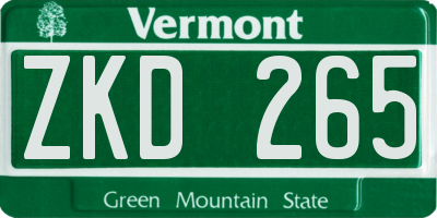 VT license plate ZKD265