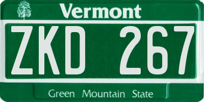 VT license plate ZKD267