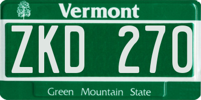 VT license plate ZKD270