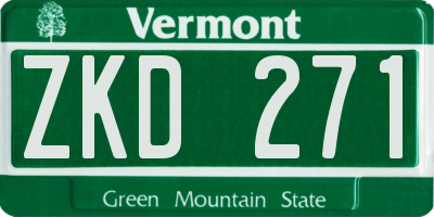 VT license plate ZKD271