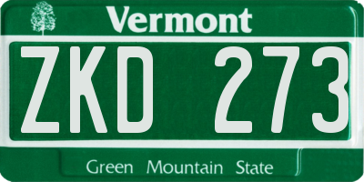 VT license plate ZKD273