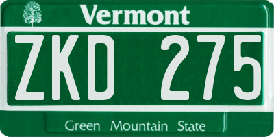 VT license plate ZKD275