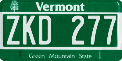 VT license plate ZKD277