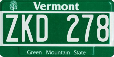 VT license plate ZKD278