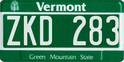VT license plate ZKD283
