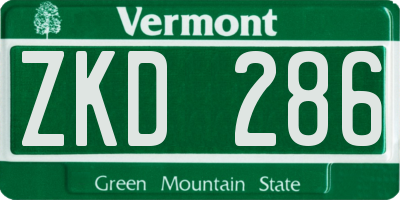 VT license plate ZKD286