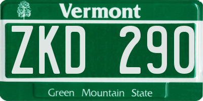 VT license plate ZKD290