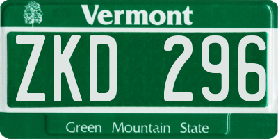 VT license plate ZKD296