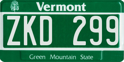 VT license plate ZKD299