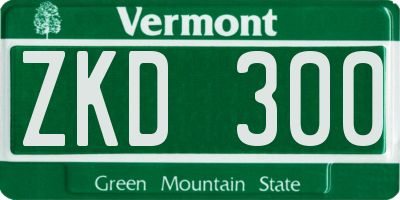 VT license plate ZKD300