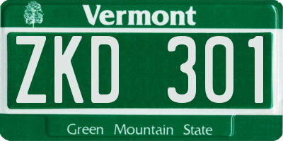 VT license plate ZKD301