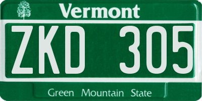 VT license plate ZKD305