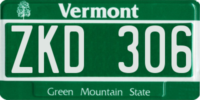 VT license plate ZKD306