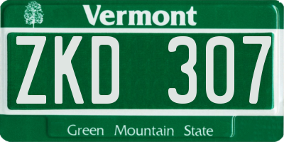 VT license plate ZKD307