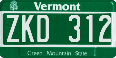 VT license plate ZKD312