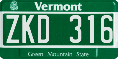VT license plate ZKD316