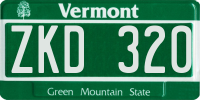 VT license plate ZKD320