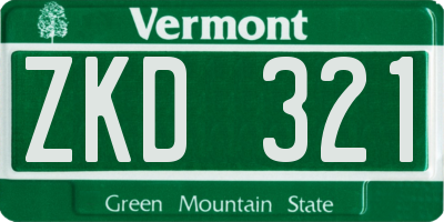 VT license plate ZKD321