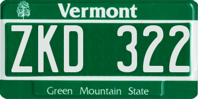 VT license plate ZKD322