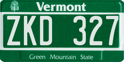 VT license plate ZKD327