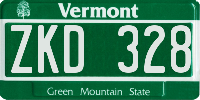 VT license plate ZKD328