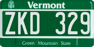 VT license plate ZKD329
