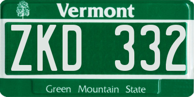 VT license plate ZKD332
