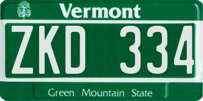 VT license plate ZKD334