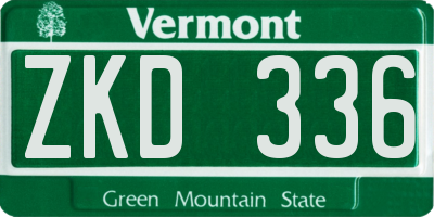 VT license plate ZKD336