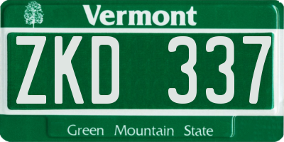 VT license plate ZKD337