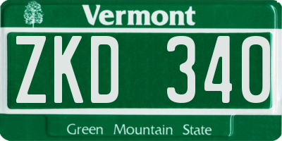 VT license plate ZKD340
