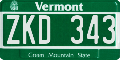 VT license plate ZKD343
