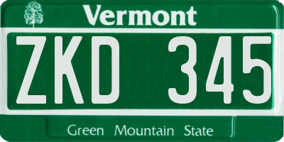 VT license plate ZKD345