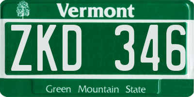 VT license plate ZKD346